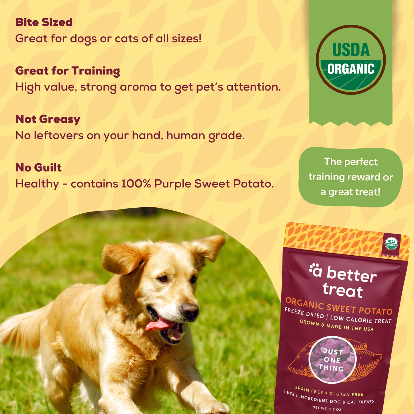 Freeze Dried Raw USDA Organic Purple Sweet Potato Dog and Cat Treats