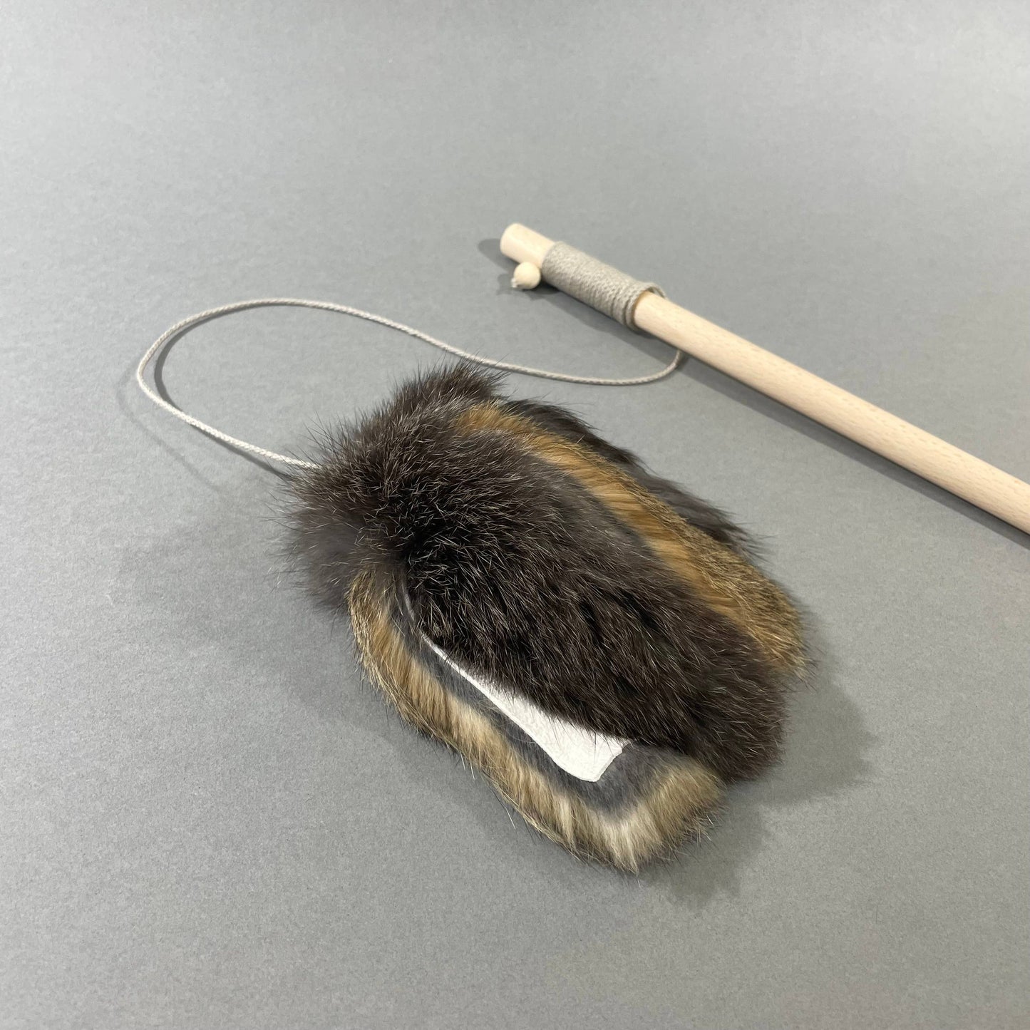 Rabbit fur strips cat teaser toy, wand toy