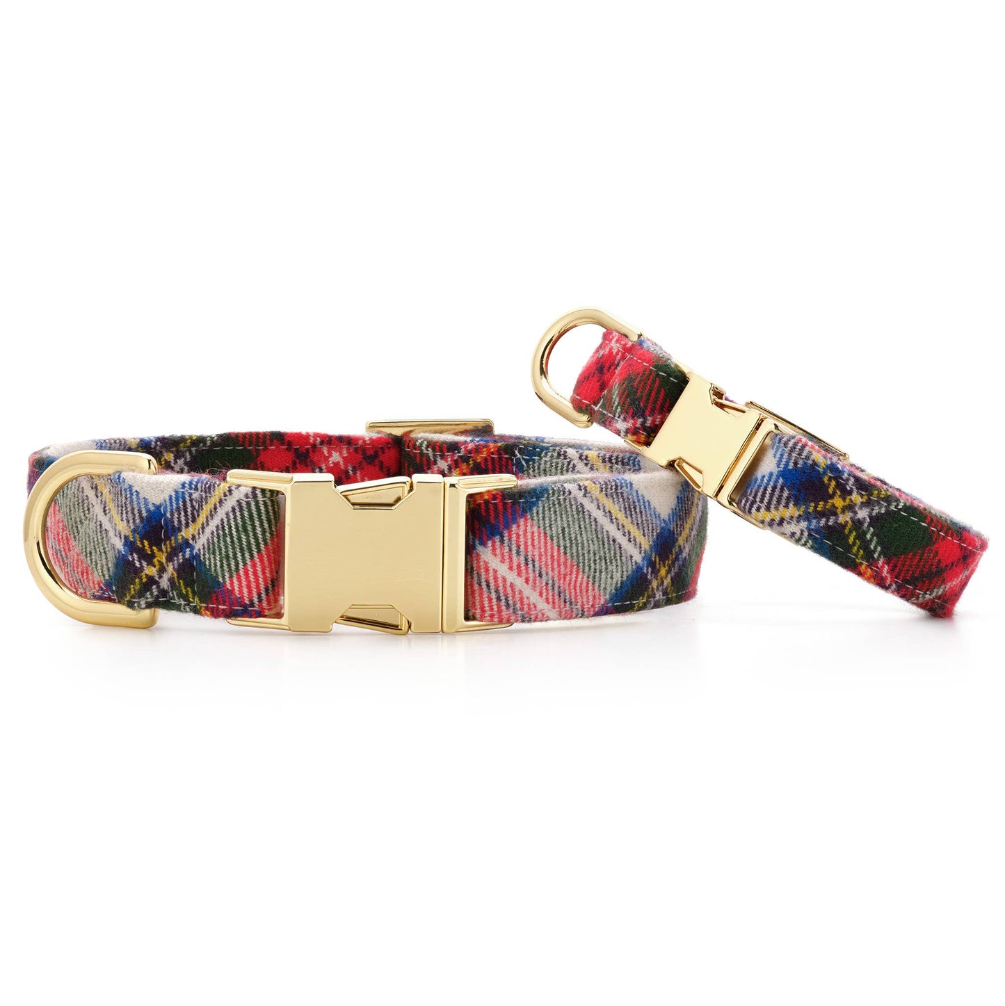 Regent Plaid Flannel Holiday Dog Collar: M/ Gold