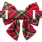 Tartan Plaid Flannel Christmas Lady Dog Bow: Large