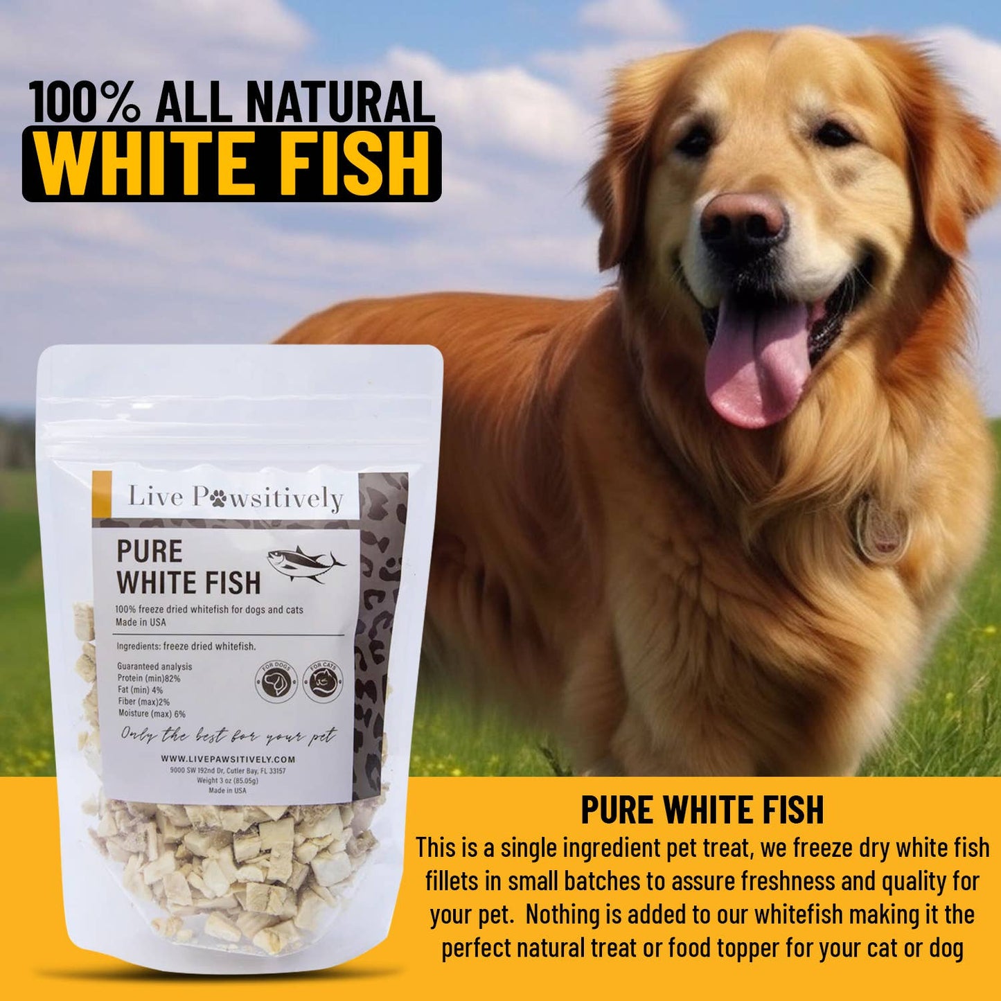 White Fish Freeze Dried Dog/Cat Treat 3oz