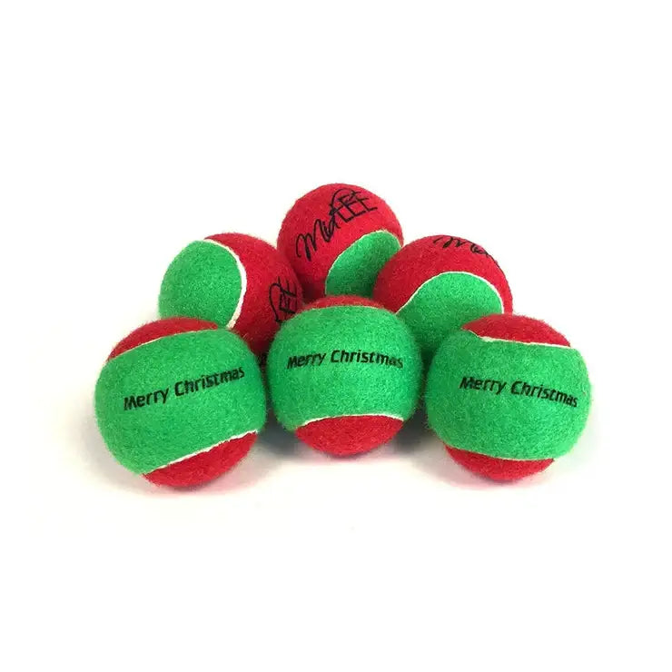 Midlee Christmas 2.5" Dog Tennis Balls with Squeaker- 6pk