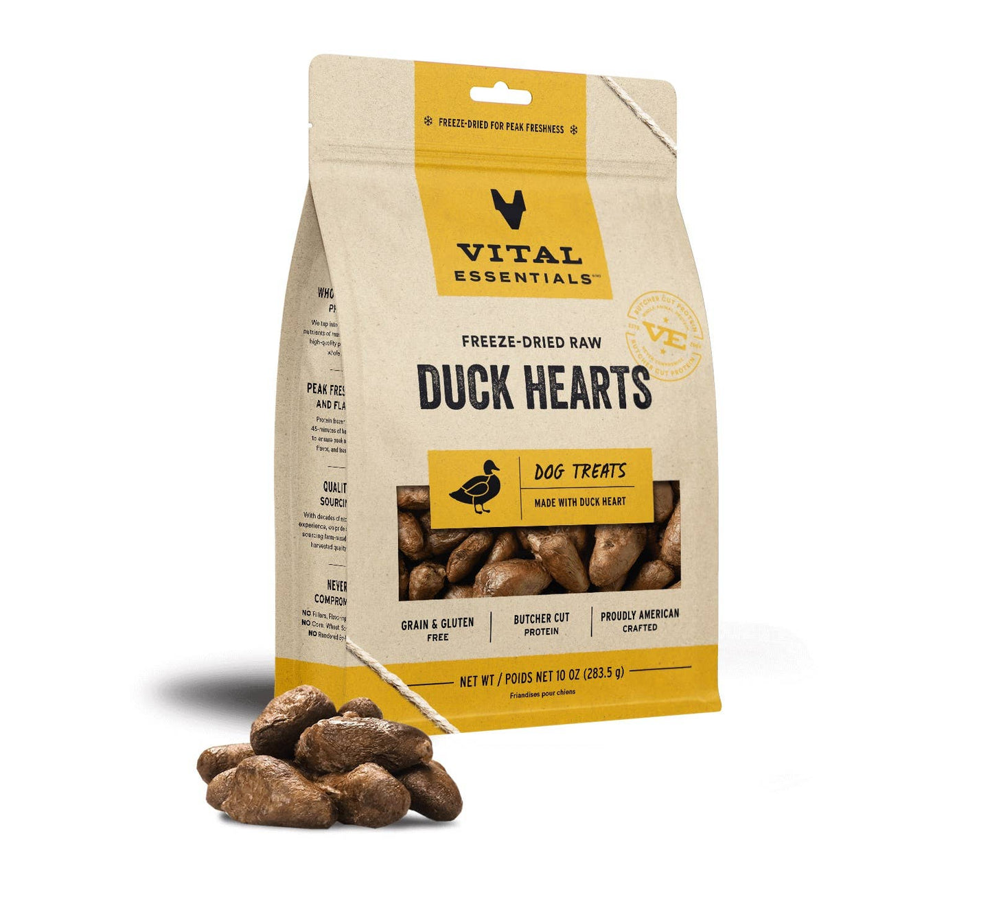 Vital Essentials Freeze-Dried Raw Duck Hearts Dog Treats-treat bar 3 per bag