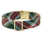 Holly Jolly Flannel Holiday Dog Collar: M/ Gold