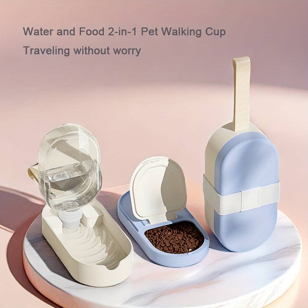 Pet Water Bottle, Portable Dog Cat Pet Water Dispenser Feeder With Drinking Cup And Food Container Outdoor Water Dispenser For Cat, Rabbit, Puppy, And Other Pets For Walking, Travel