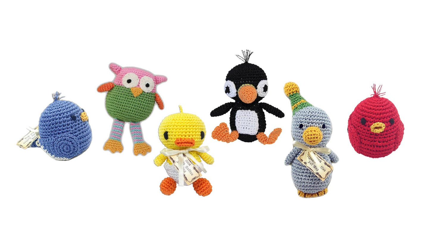 Knit Knacks-Bird Collection-Organic Cotton Small Dog Toy: Hatch the Baby Duck