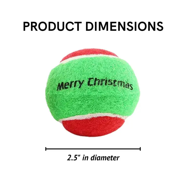 Midlee Christmas 2.5" Dog Tennis Balls with Squeaker- 6pk