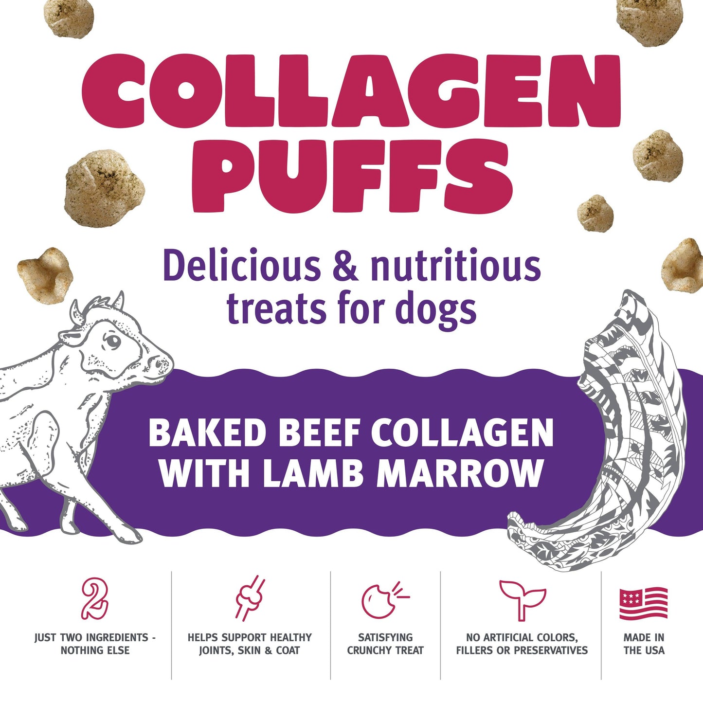 Icelandic+ Beef Collagen Puffs with Marrow Small Dogs 1.3-oz: 1.3-oz Bag