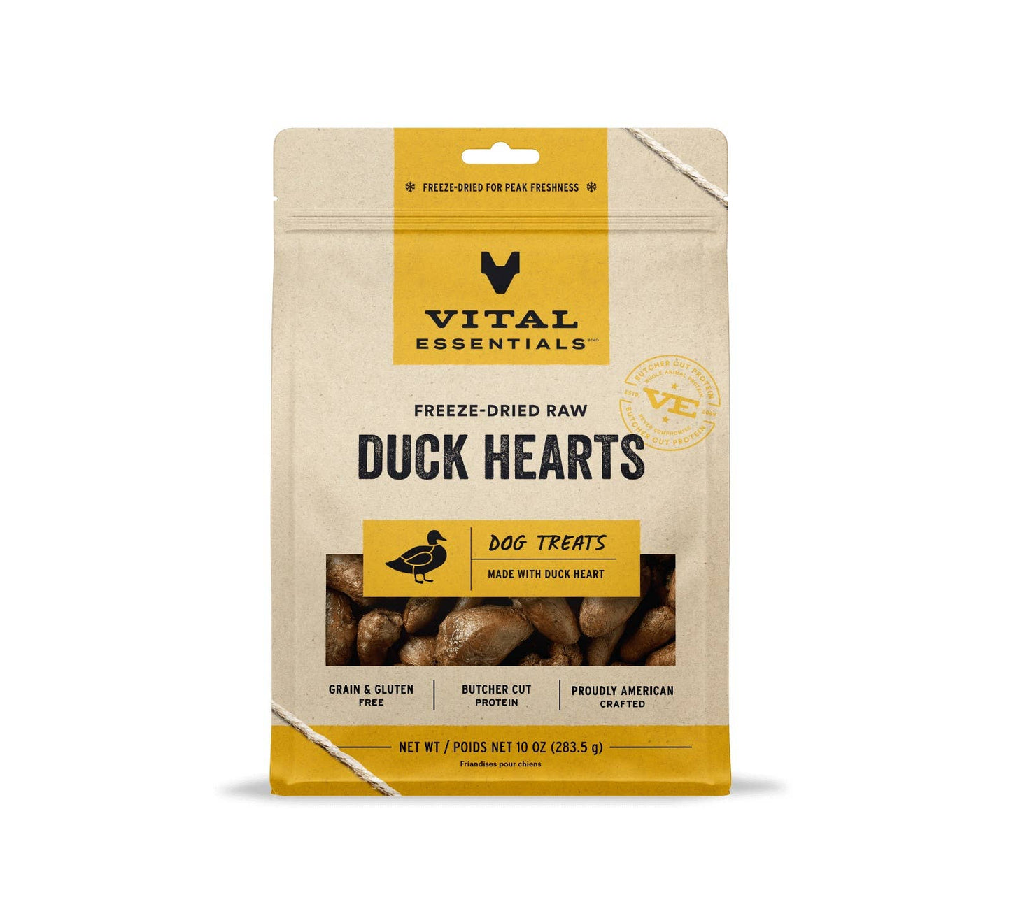 Vital Essentials Freeze-Dried Raw Duck Hearts Dog Treats-treat bar 3 per bag