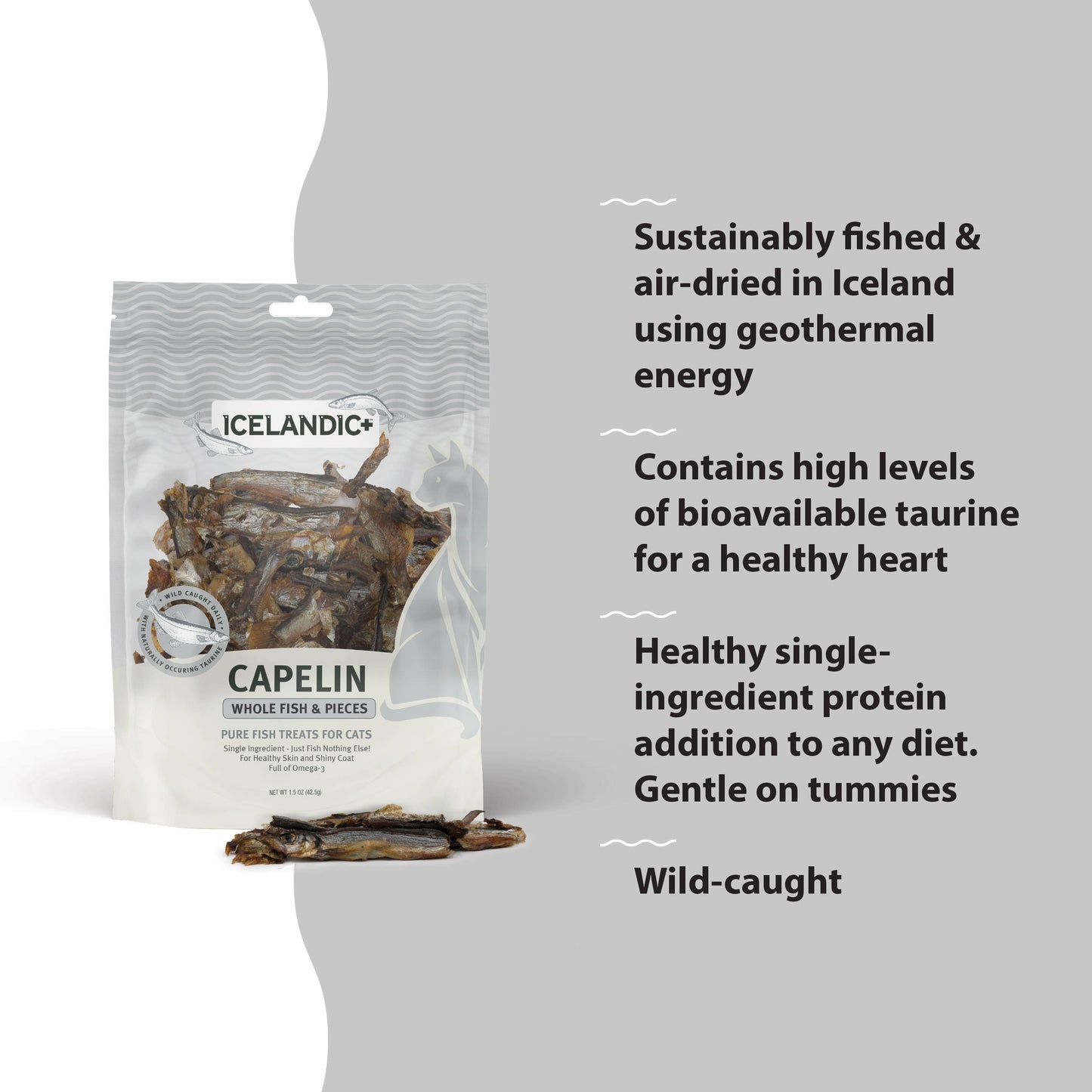 Icelandic+ Capelin Whole Fish & Pieces Cat Treats 1.5-oz Bag: 1.5-oz Bag