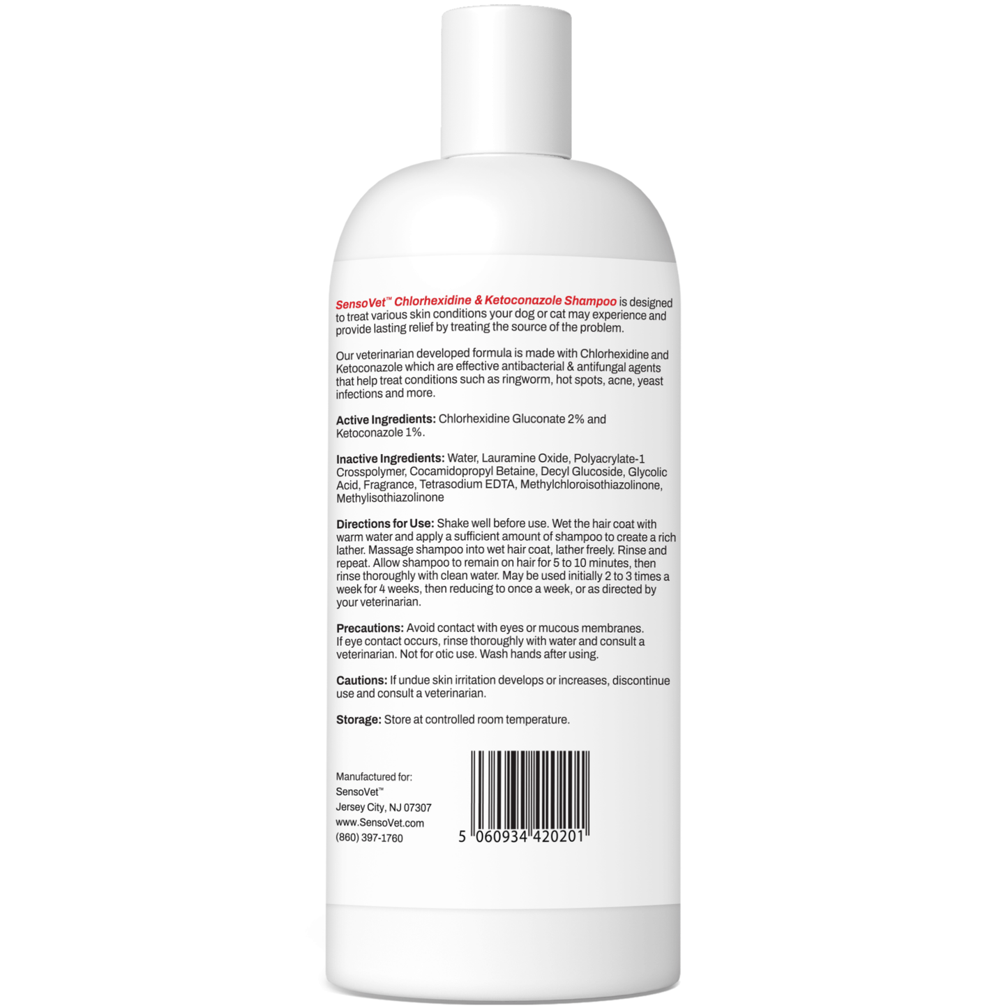 Chlorhexidine Ketoconazole Shampoo for Dogs & Cats - 12oz