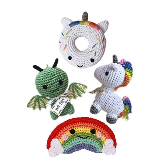Knit Knacks-Magical Collection- Organic Cotton Small Dog Toy: Happy Rainbow
