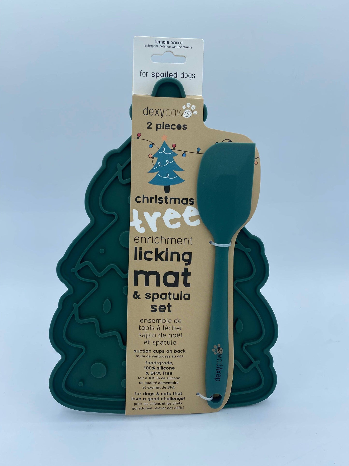 Christmas Tree Enrichment Lick Mat with Silicone Spatula