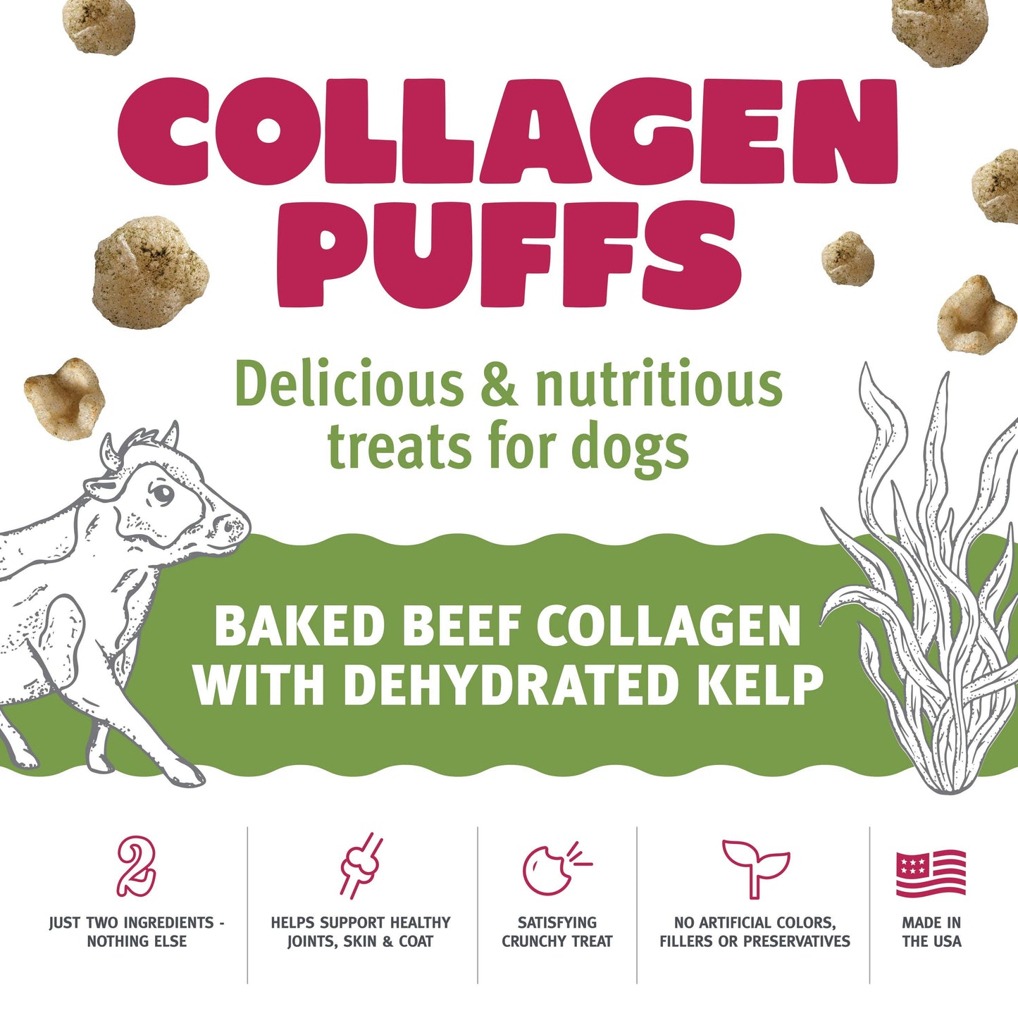 Icelandic+ Beef Collagen Puffs with Kelp Small Dogs 1.3-oz