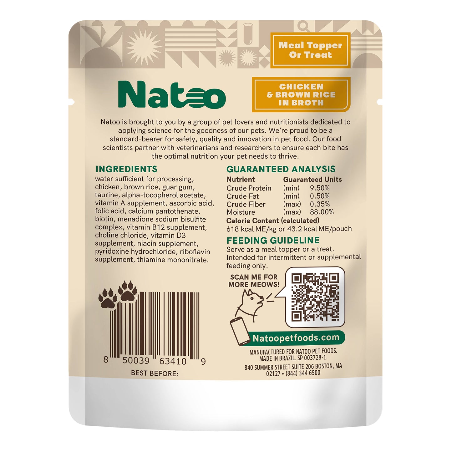 Natoo Topper for cats - Chicken & Brown Rice