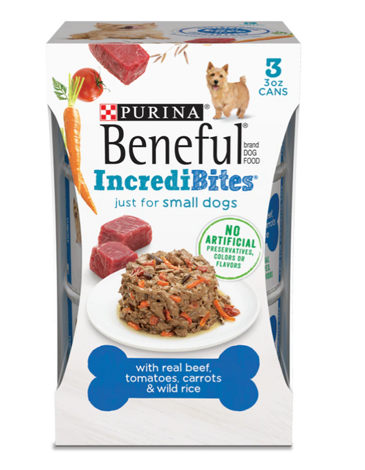Purina Beneful IncreditBites for Small Wet Dog Food Beef, Tomatoes, Carrots, Brown Rice Canned Dog Food