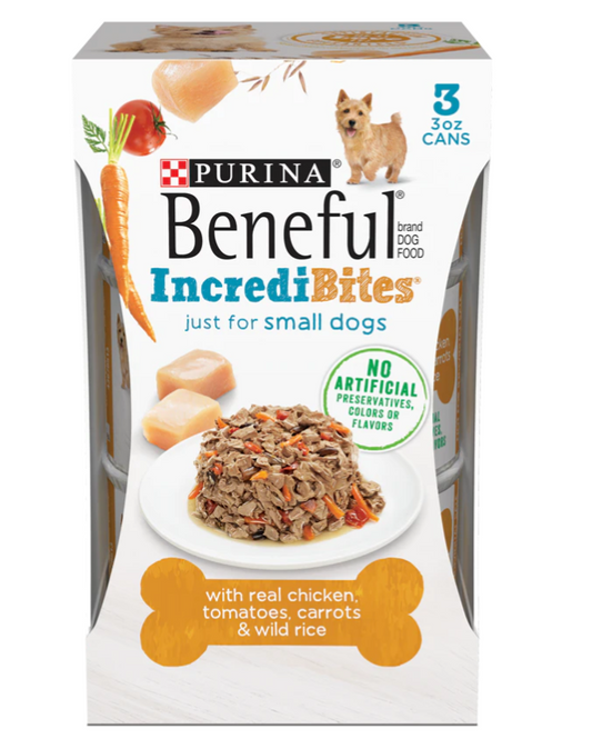Purina Beneful IncrediBites Small Wet Dog Food with Chicken, Tomatoes, Carrots, and Wild Rice Canned Dog Food