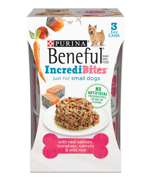 Beneful IncrediBites Small Wet Dog Food with Salmon, Tomatoes, Carrots, and Wild Rice