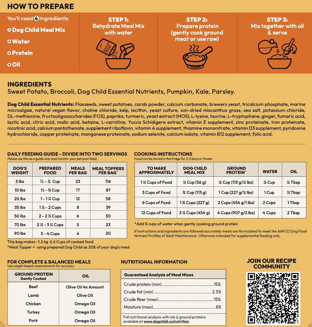 Mixed Veggie Sample Bag Meal Mix for Dogs