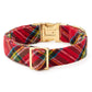 Tartan Plaid Flannel Holiday Dog Collar: M/ Gold