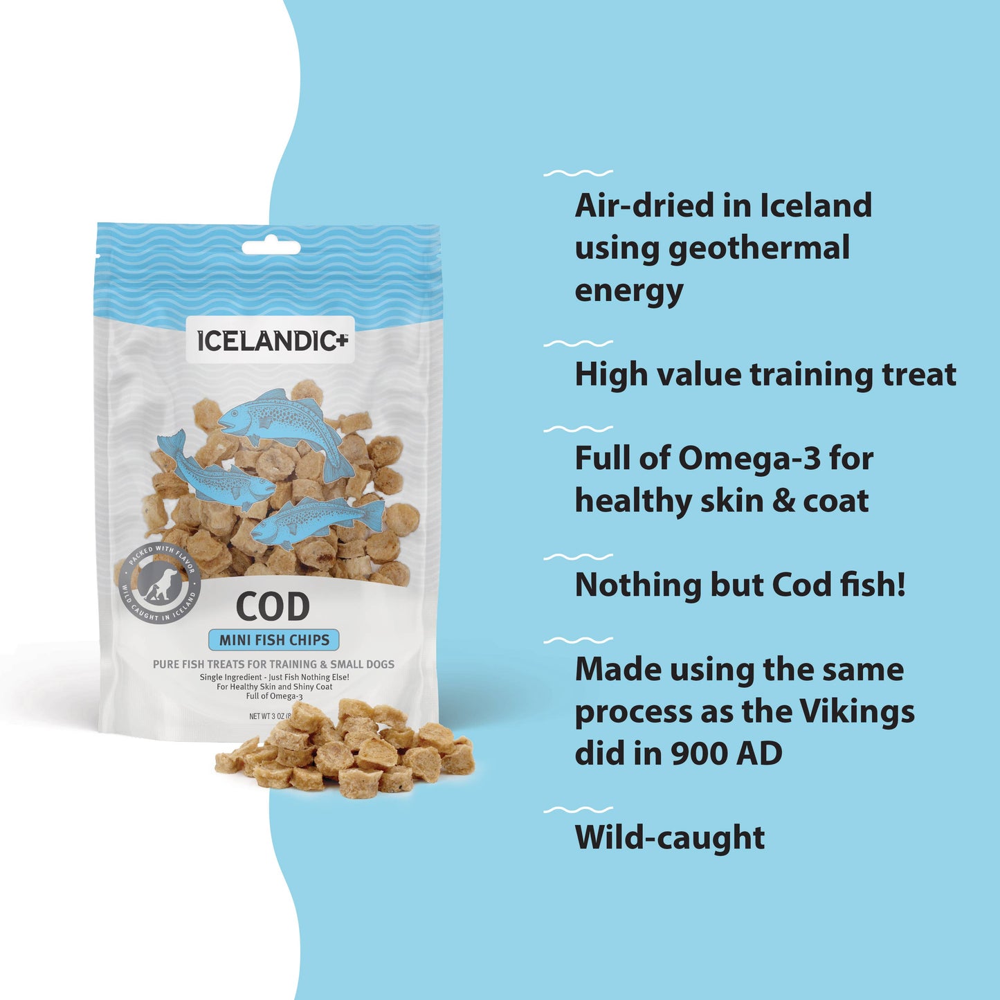 Icelandic+ Mini Cod Fish Chip for Small Dogs 2.5-oz Bag: Default Title