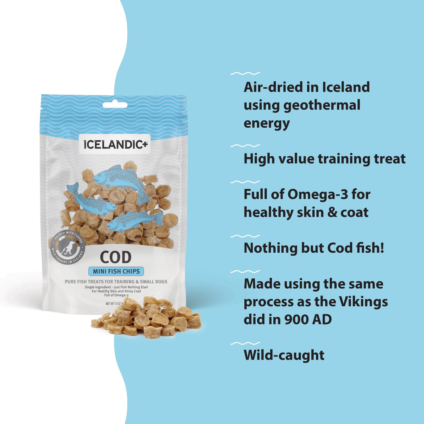 Icelandic+ Mini Cod Fish Chips for Training & Small Dogs Bag