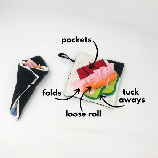 Sushi Handroll Snuffle Toy for Pet Enrichment