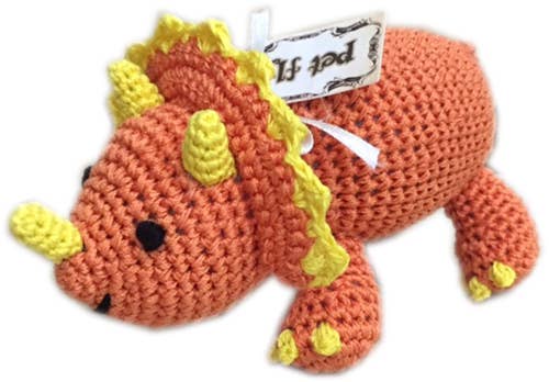 Knit Knack Bop the Triceratops Organic Cotton Dog Toys