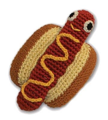 Knit Knack Hot Dog Organic Cotton Dog Toys