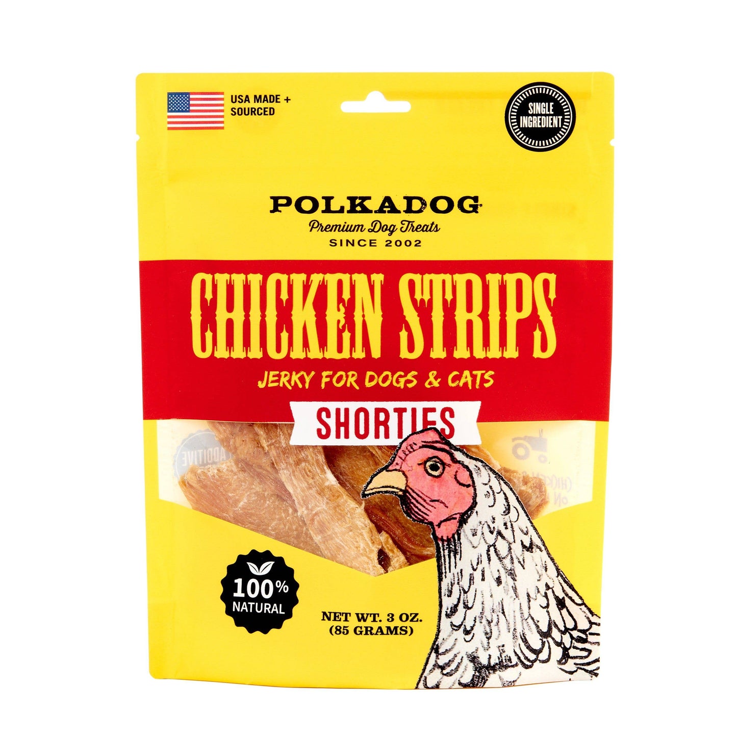 Polkadog Chicken Strip Jerky Shorties - 3oz