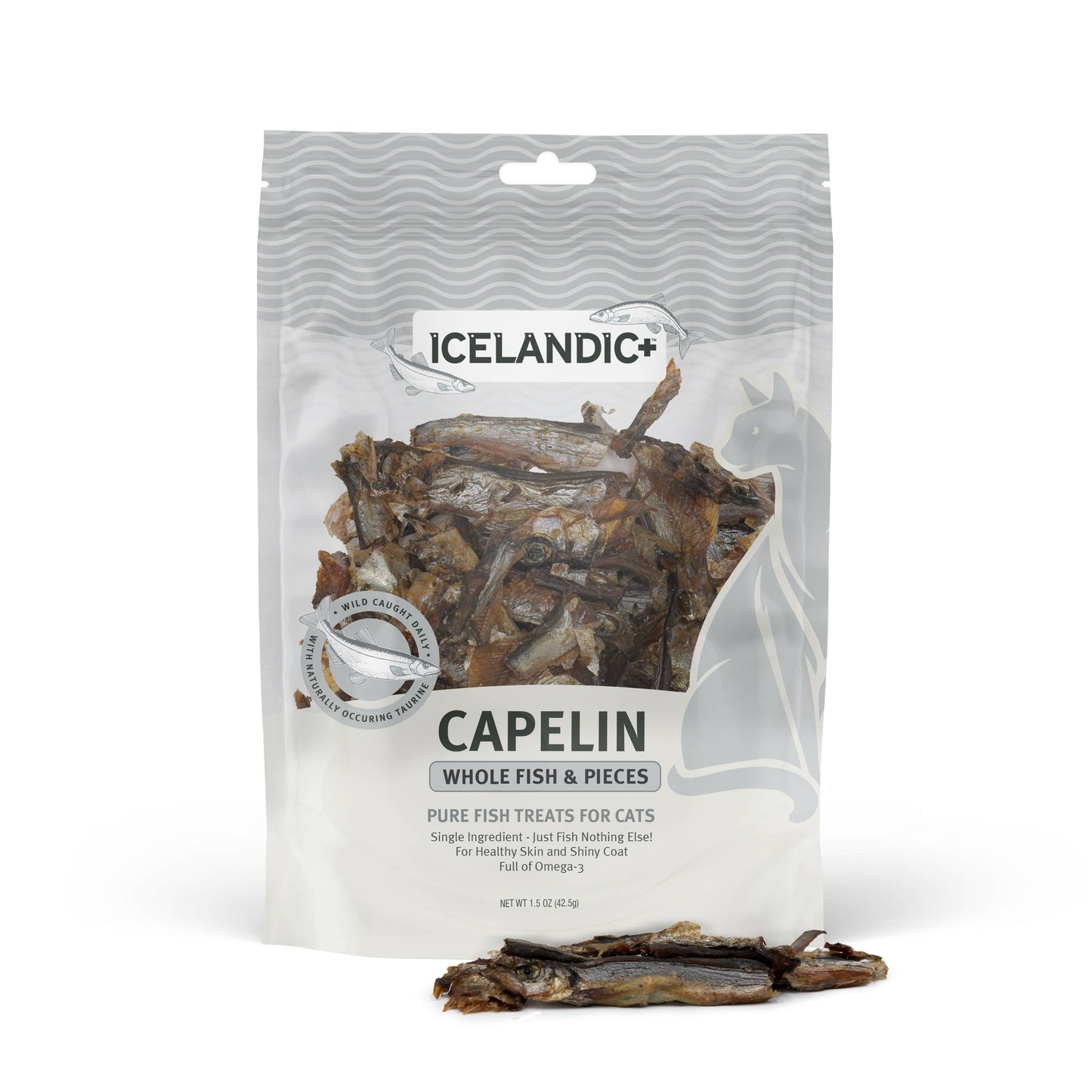 Icelandic+ Capelin Whole Fish & Pieces Cat Treats 1.5-oz Bag: 1.5-oz Bag