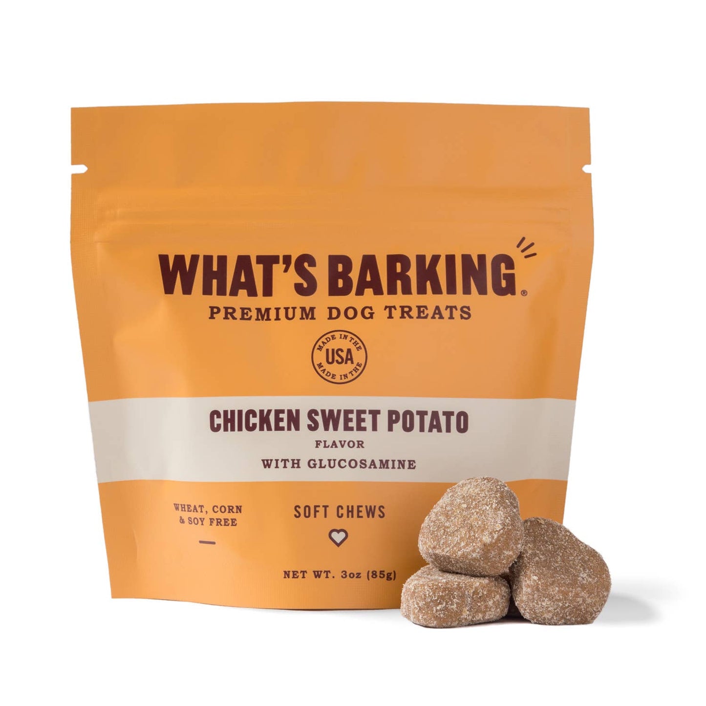 Chicken Sweet Potato Soft Chew Dog Treats w/glucosamine, 3oz