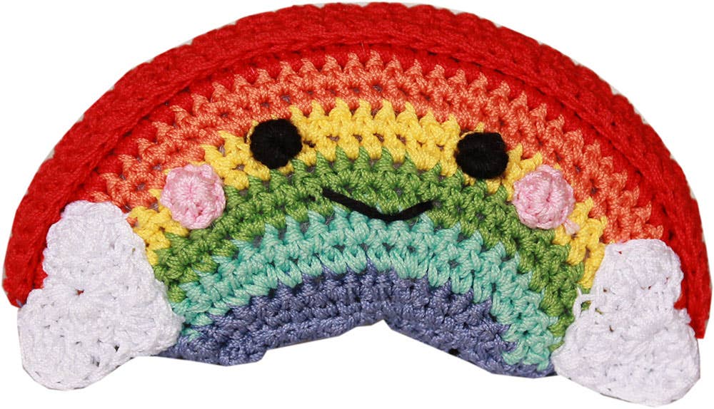 Knit Knacks-Magical Collection- Organic Cotton Small Dog Toy: Happy Rainbow