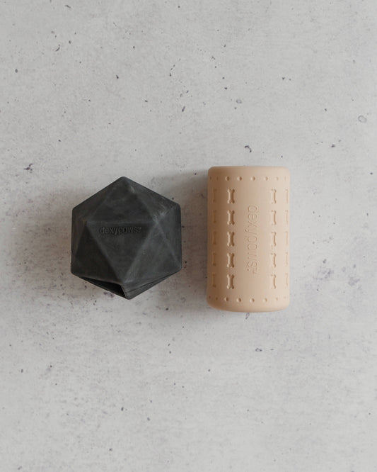 2 x Geometric & Kong Aggressive Chew Toy Set Nude & Black