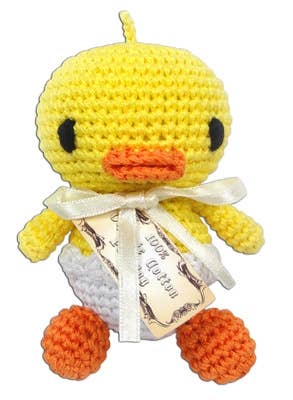 Knit Knacks-Bird Collection-Organic Cotton Small Dog Toy: Hatch the Baby Duck