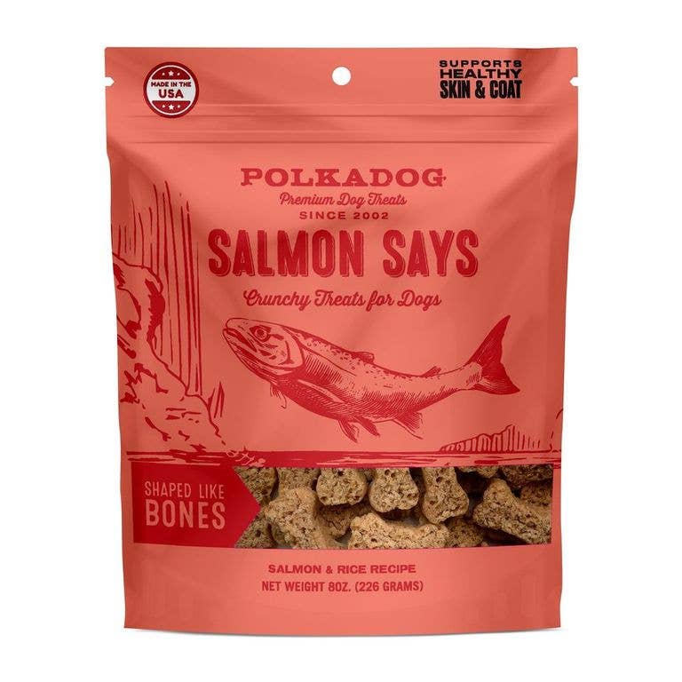 Polkadog Pouch: Salmon Says (Bone Shaped) - 8oz