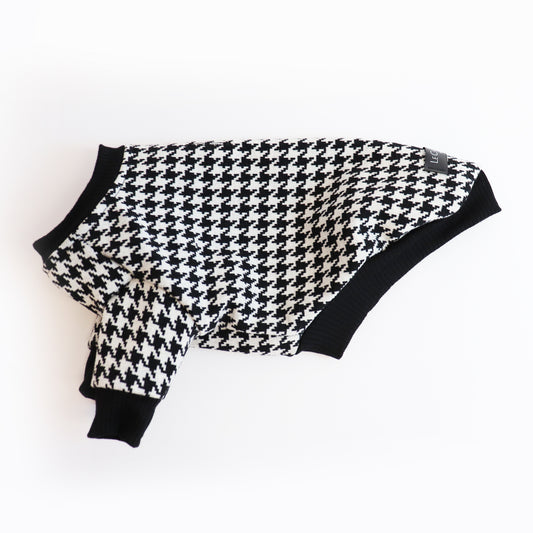 Houndstooth Sweater Top - Black