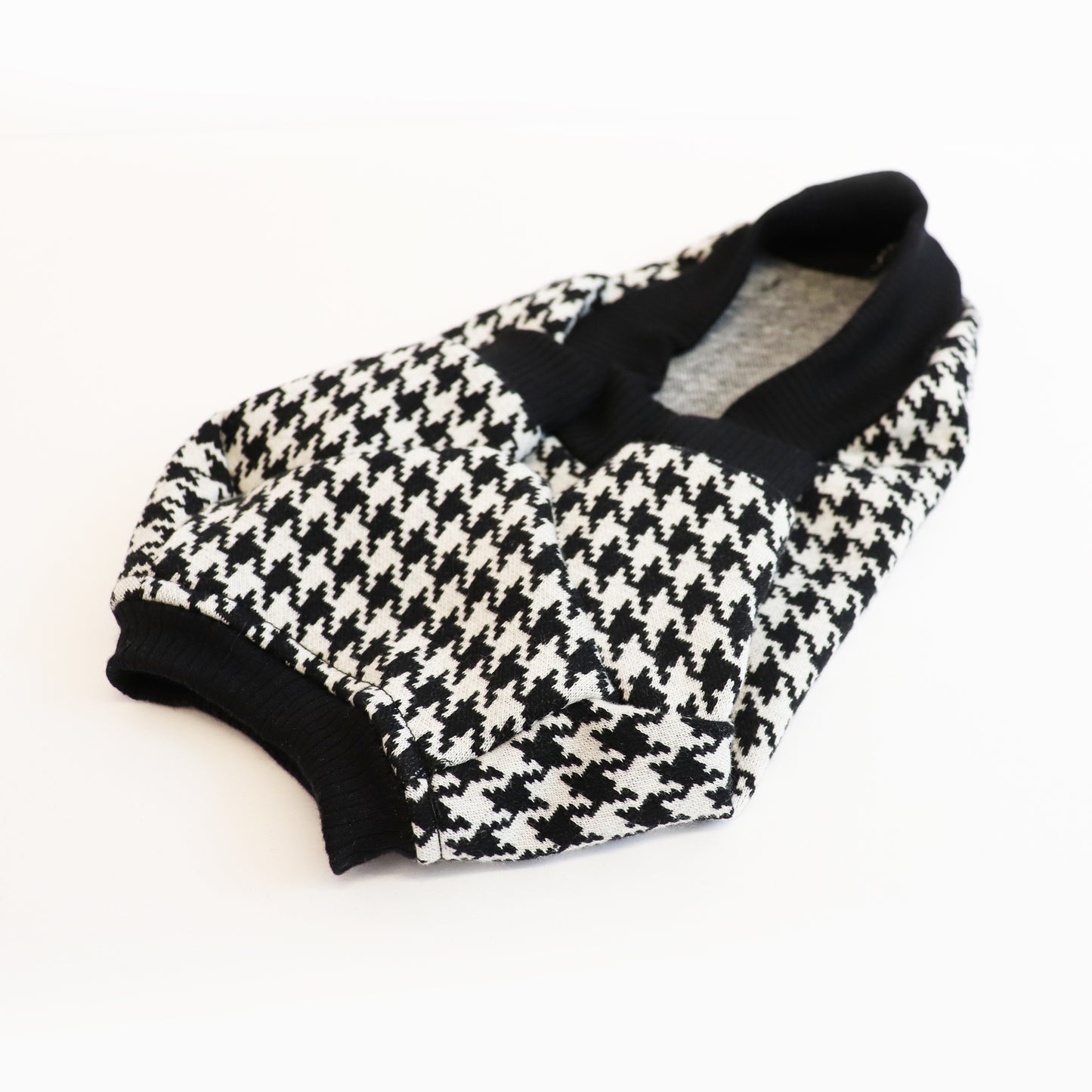Houndstooth Sweater Top - Black