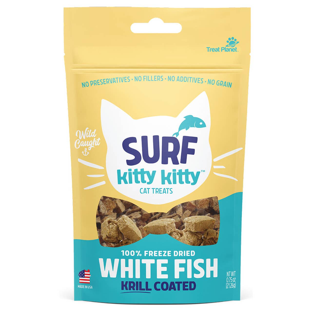 Kitty Kitty Surf Freeze Dried White Fish Treat with Krill