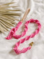 Macrame Dog Leash w/ Leather Handle - Hot Pink Rope