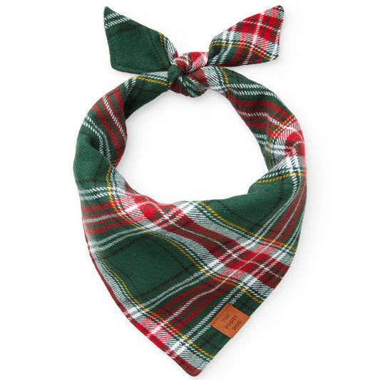 Holly Jolly Flannel Holiday Dog Bandana: Large