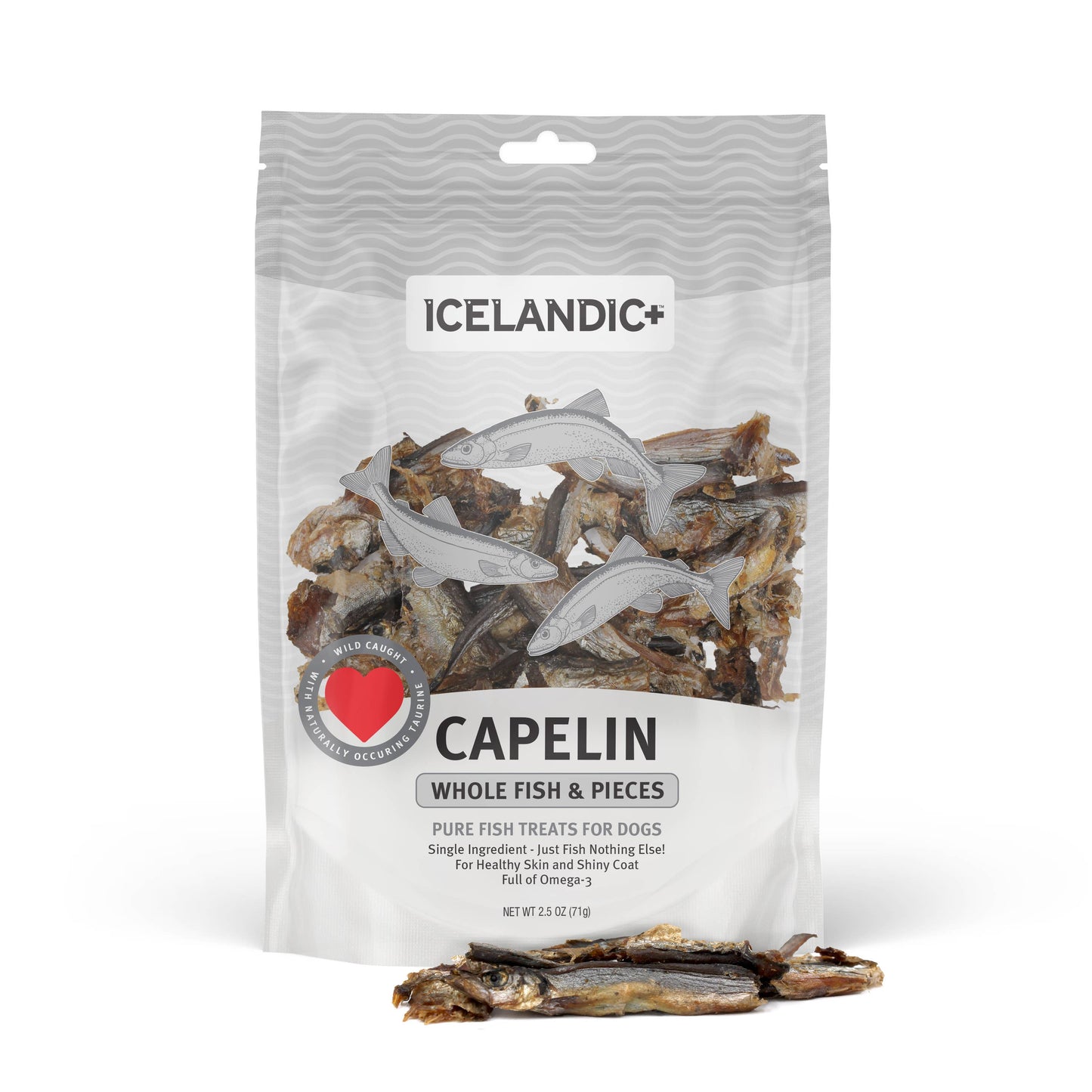 Icelandic+ Capelin Whole Fish & Pieces Dog Treat: 2.5-oz Bag
