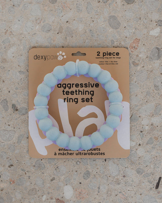 2 x Ring Aggressive Chew Toy Set - Lilac & Blue