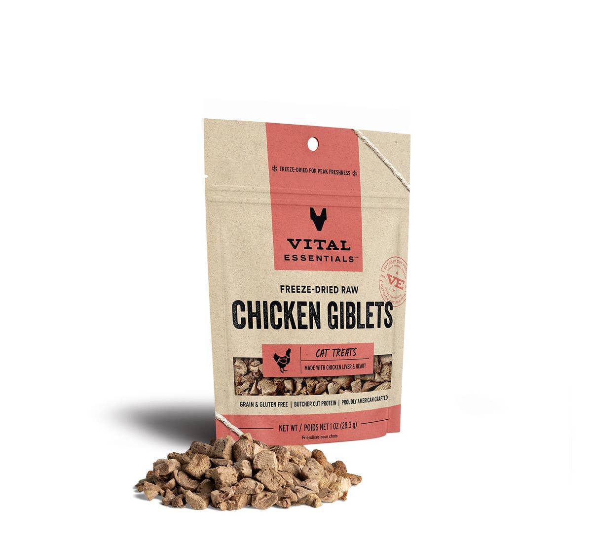 Vital Essentials Chicken Giblets FD Cat Treats 1 oz